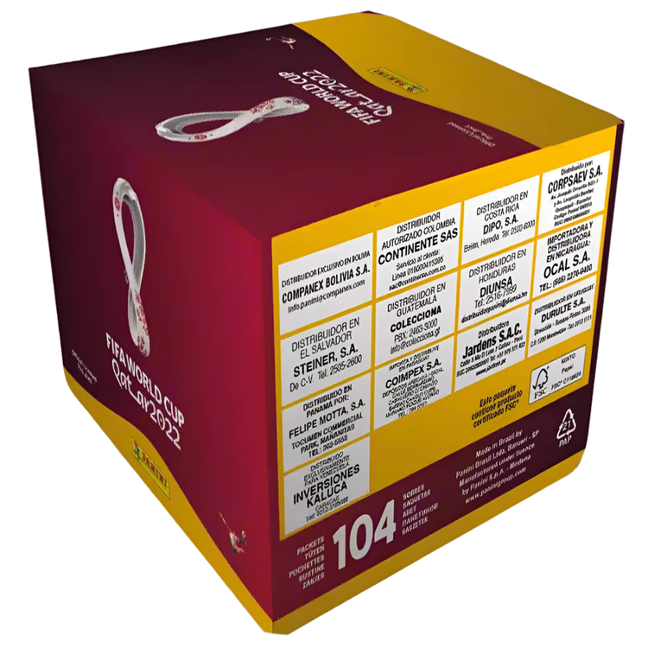 Panini World Cup Qatar 2022 Display Box Of 104 Packets - 521 Stickers (Brazil)